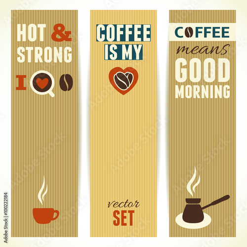 Vertical Coffee Theme Banners. Vector illustration, eps10