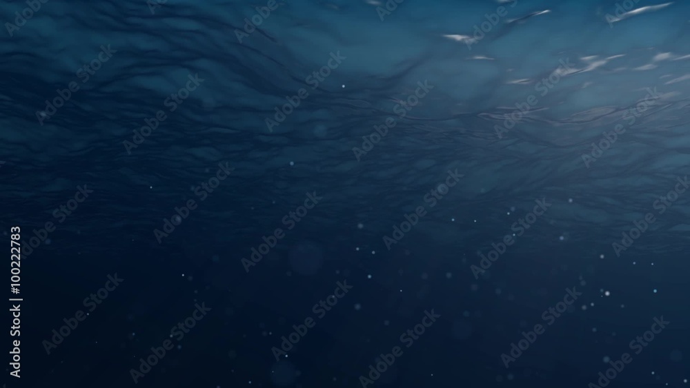 Looped view from underwater of calm ocean. FullHD seamless background.