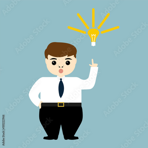 young businessman showing the idea of a light bulb