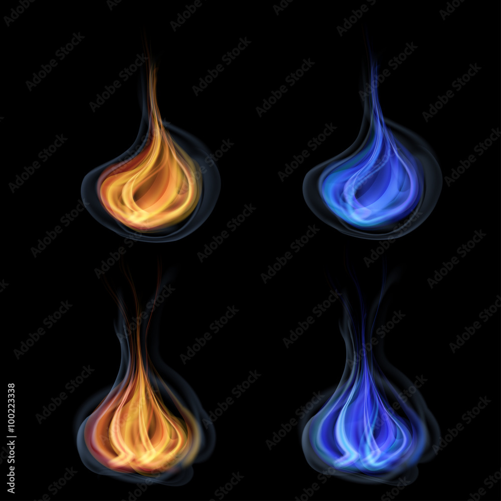 Orange and blue tongues of flame