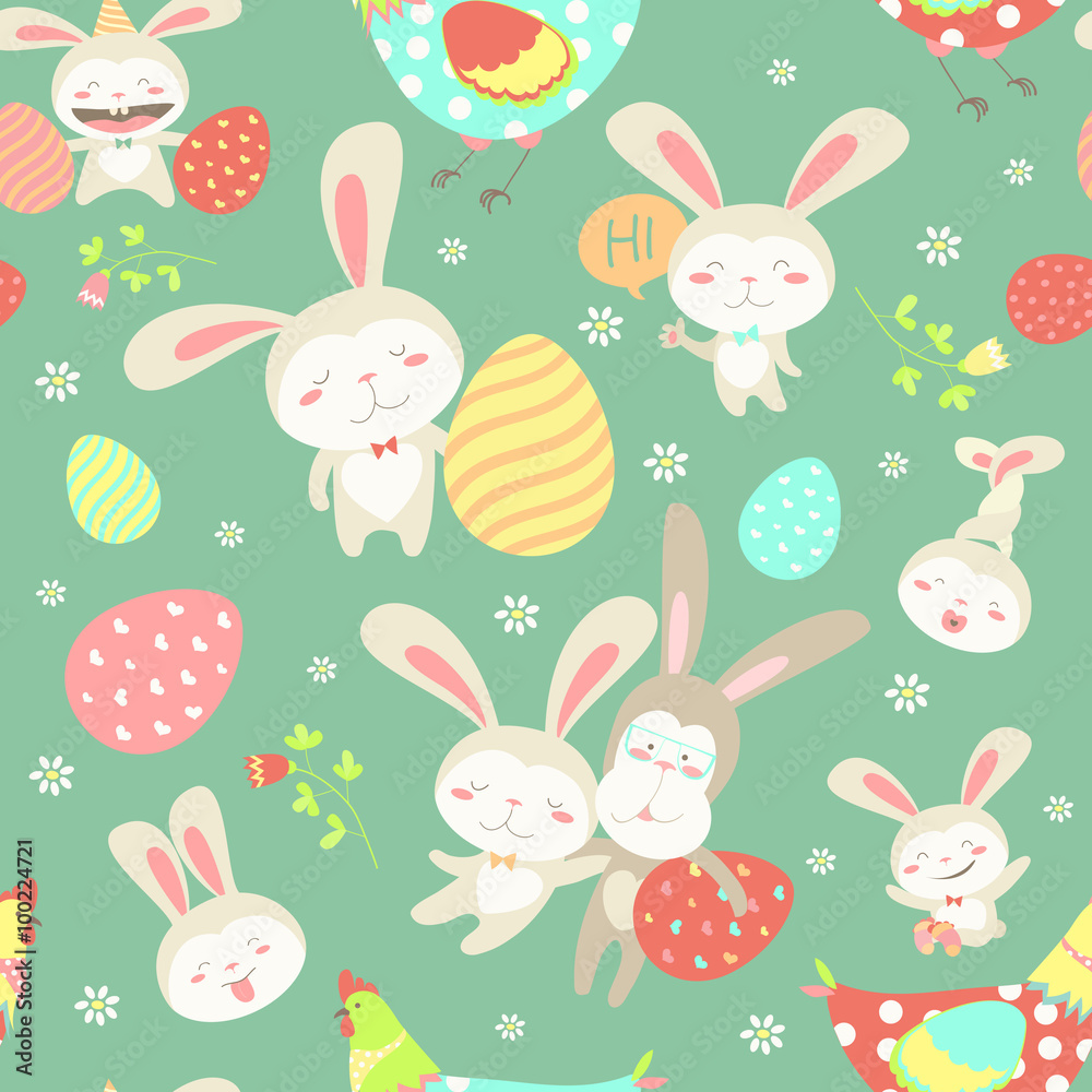 Easter cartoon seamless pattern Easter cartoon seamless pattern