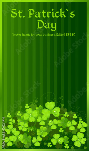 St. Patrick's Day green clover background dark
