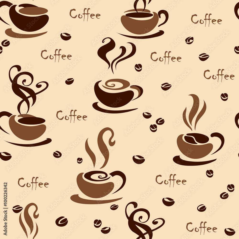 Obraz premium Pattern, coffee, the color cafe, black, grain; a sign, illustration, logo
