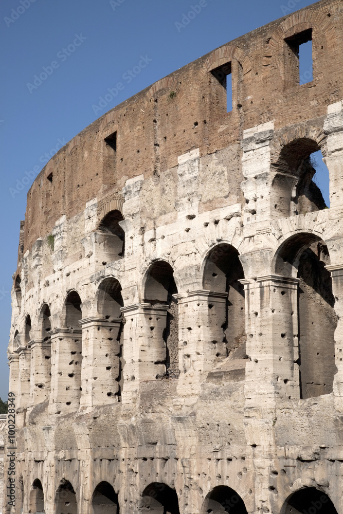 Facade of the Colosseum in Rome; Italy, Europe