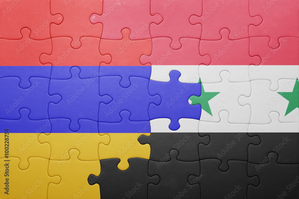 puzzle with the national flag of armenia and syria puzzle with the national flag of armenia and syria