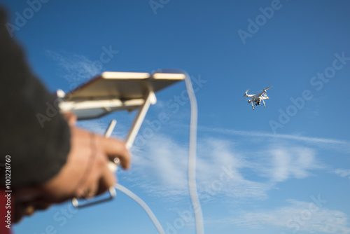 man playing with the drone