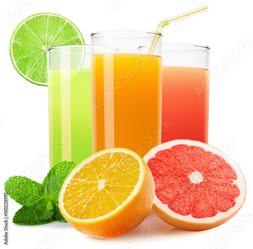 mix of fruit juices isolated on the white background