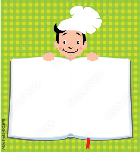 Design template for Kids Menu with funny cook boy 