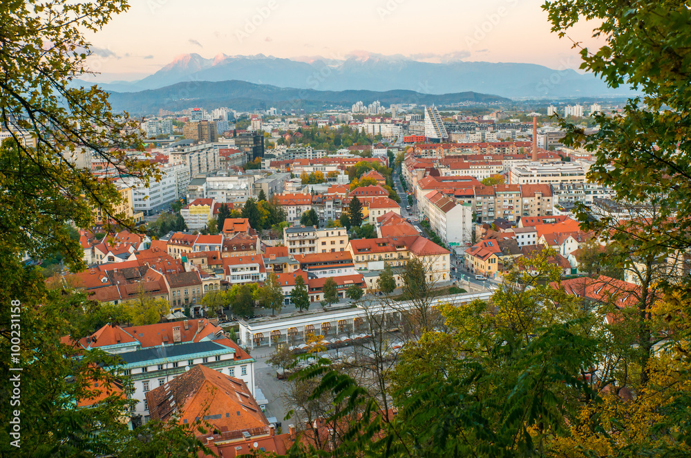 Ljubljana town, view from above, Slovenia