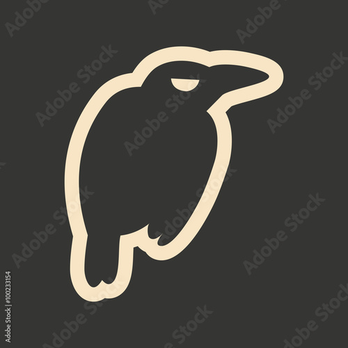 Flat in black and white mobile application raven