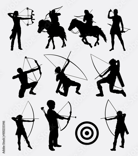 Archery dart people male and female silhouette. Good use for symbol, web icon, logo, sign, mascot, or any design you want. Easy to use.