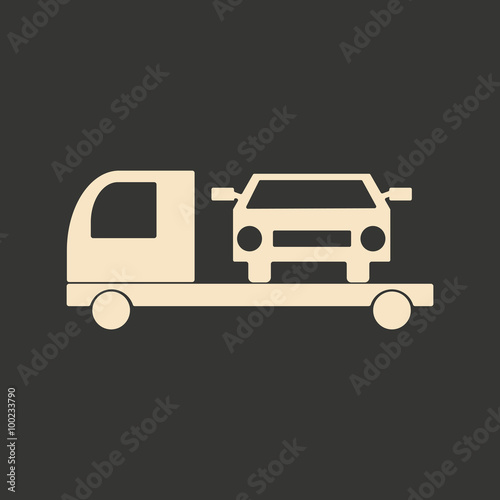 Flat in black and white mobile application tow car