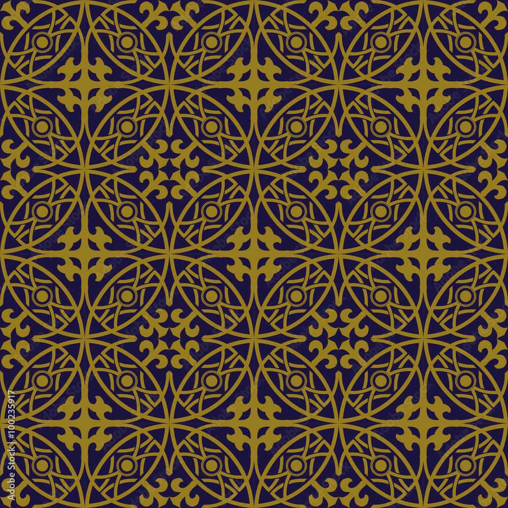Elegant antique background image of cross round frame geometry pattern.
