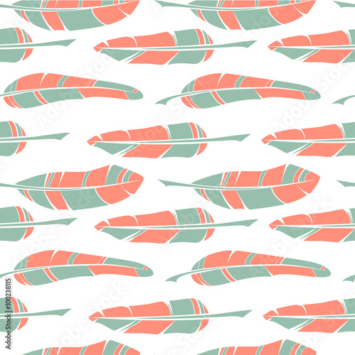 Vector seamless patterns with feathers
