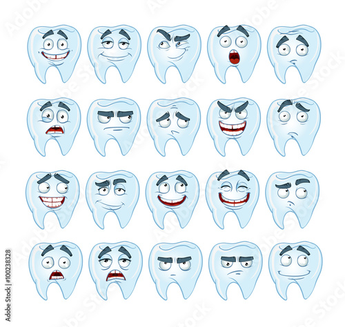 cute smile healthy teeth with different emotions
