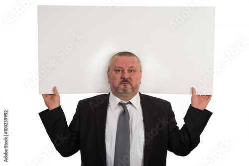 Handsome business man presenting your product