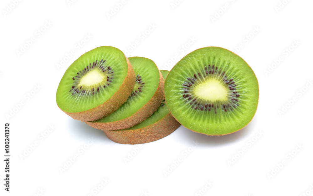 Fresh kiwi fruit slices in stack isolated on the white background Fresh kiwi fruit slices in stack isolated on the white background