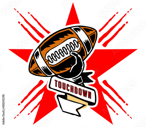 Vector illustration of  touchdown badge in  manual drawing style.
