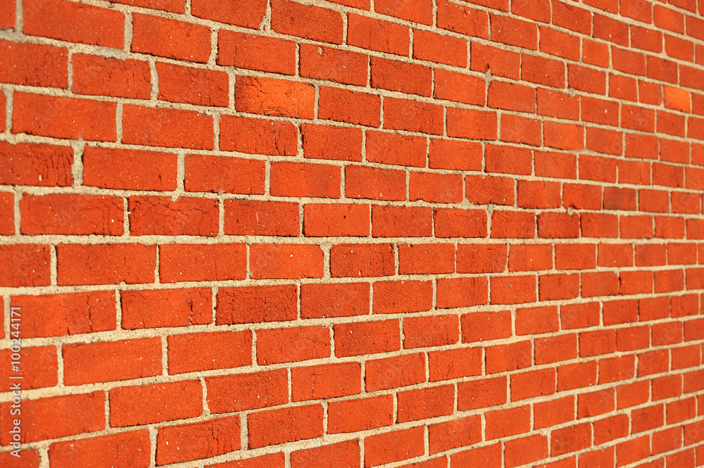 Obraz premium red brick wall perspective view