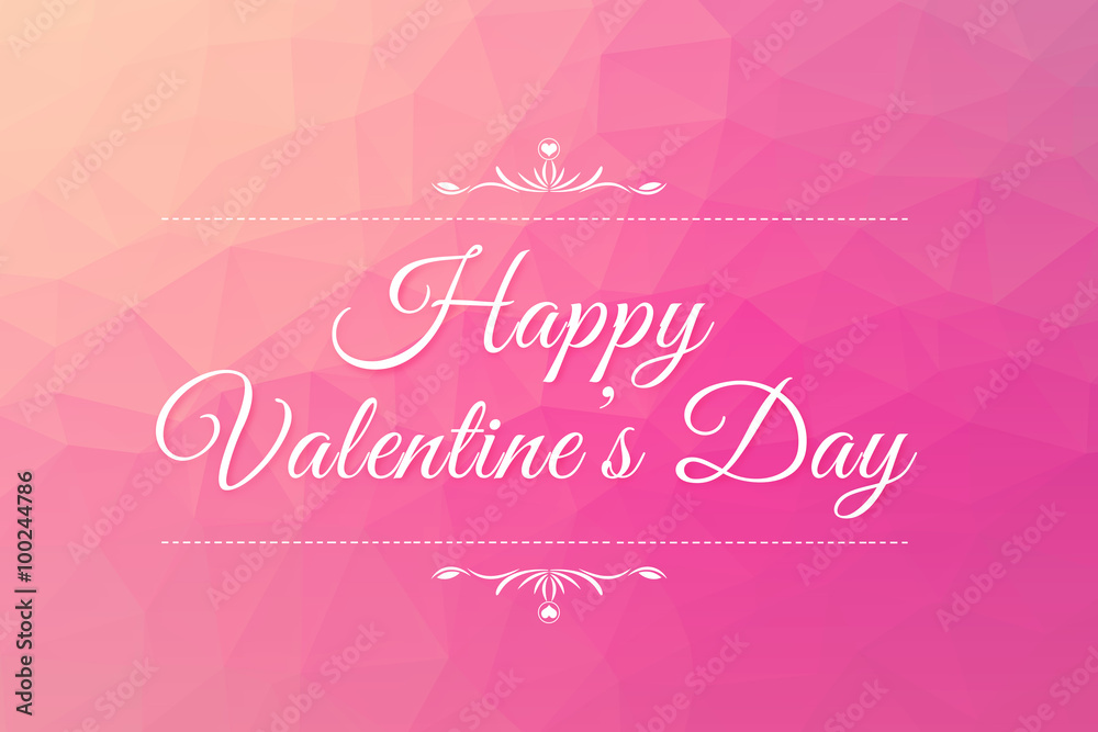 Happy Valentine's Day on pink abstract background 