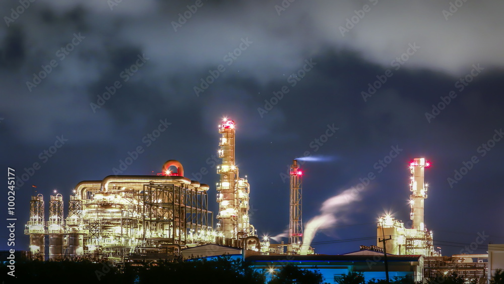 Night scene of oil refinery plant , Tima lapse video Night scene of oil refinery plant , Tima lapse video