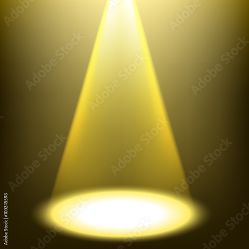 Gold spotlight shining