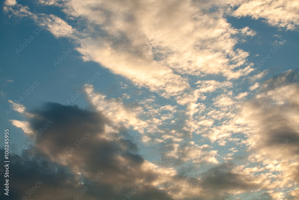 colorful dramatic sky with cloud at sunset