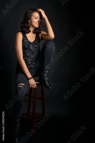 Portrait of a fashion model posing at studio