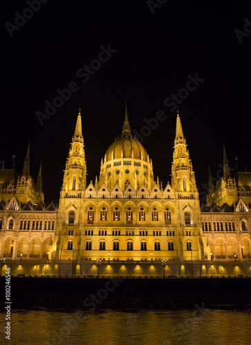 Budapest in the night, view from the river Dunabe