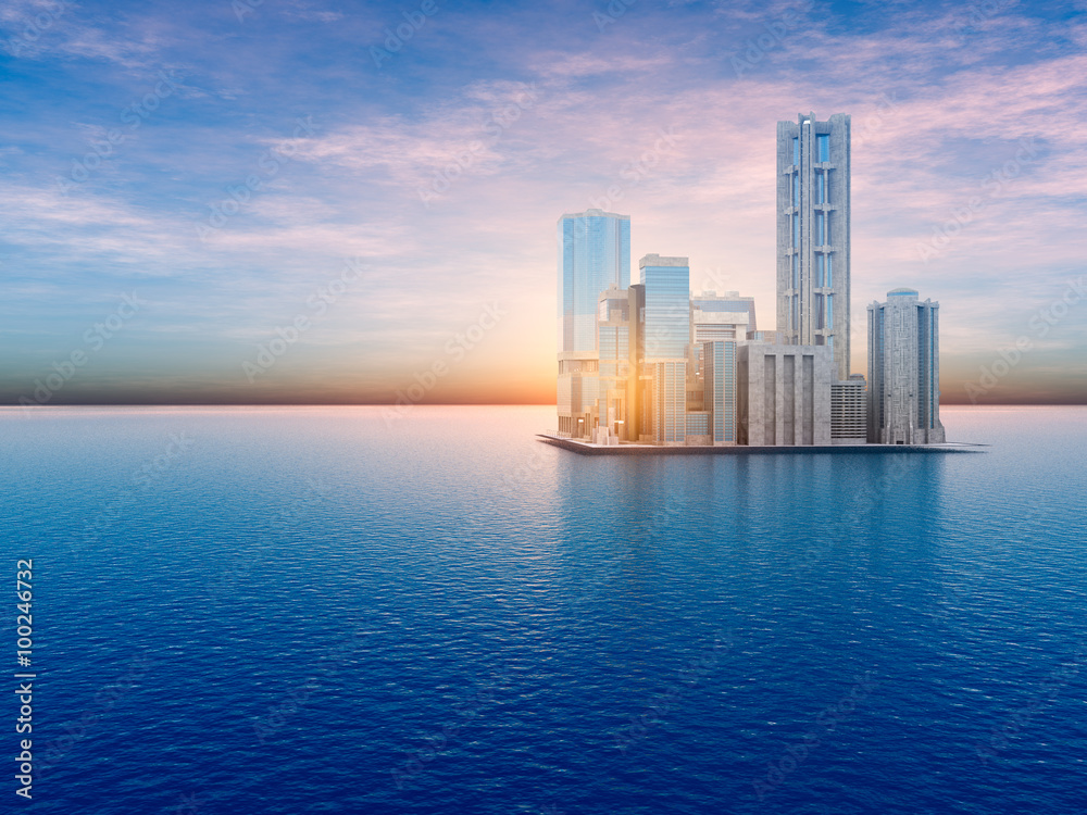 Floating City on Water