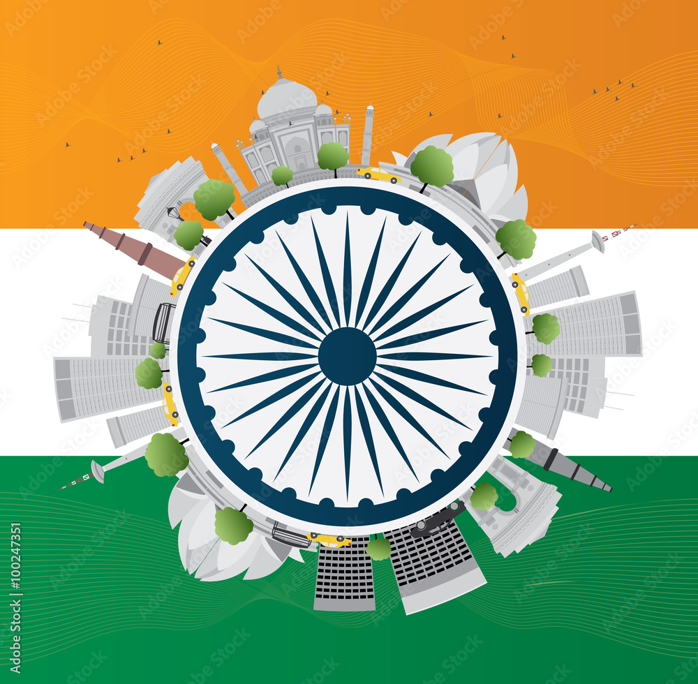 Happy Indian Republic Day Celebration. Vector Illustration. Stock 