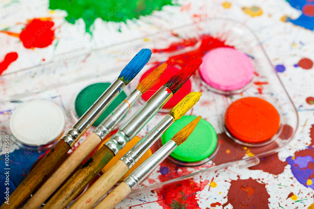 Brushes, paints, pencils for drawing Brushes, paints, pencils for drawing