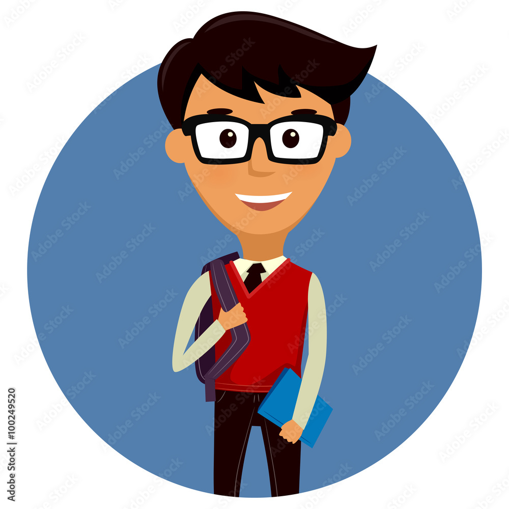 Teen Student Boy with Backpack