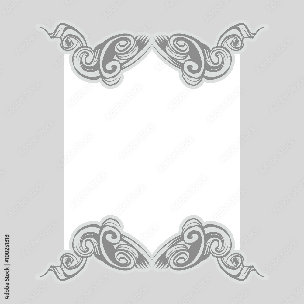 decorative elements in vintage style for decoration layout, framing, for text for advertising, vector illustration hands