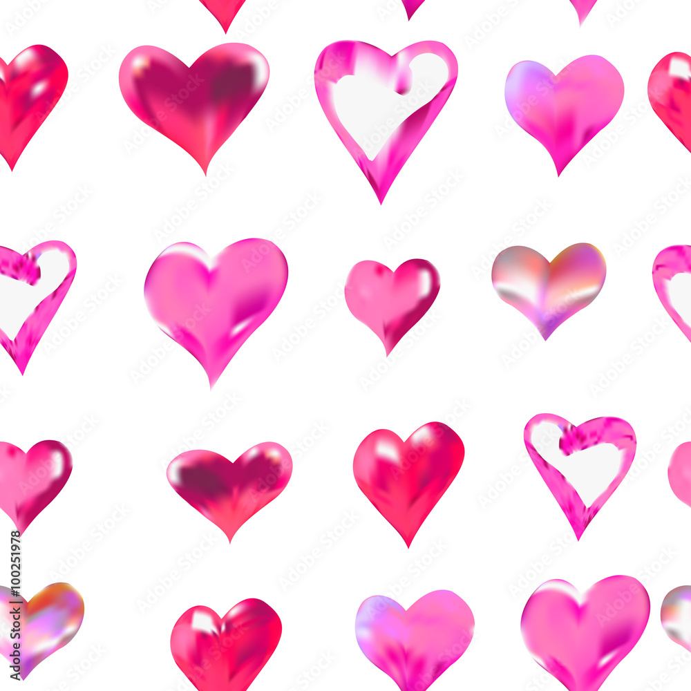seamless texture of hearts vector watercolor drawing