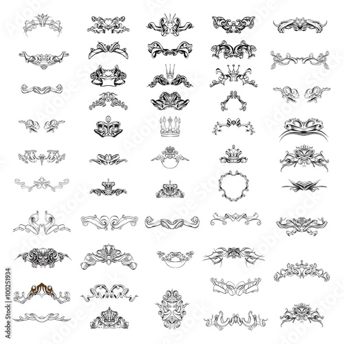  decorative elements in vintage style for decoration layout, framing, for text for advertising, vector illustration hands, set Icons