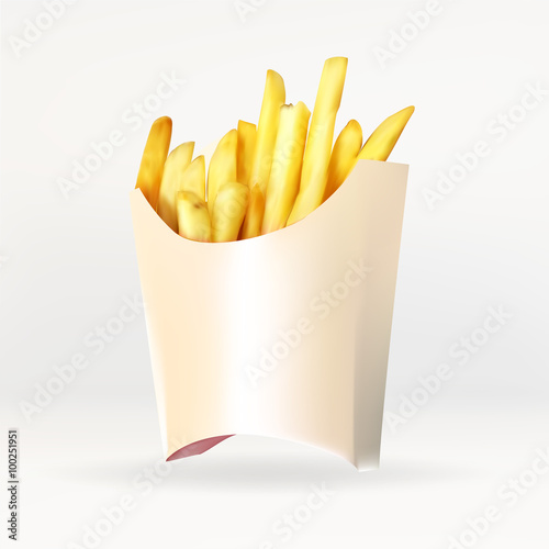 a bag of French fries paper, vector