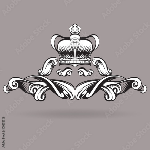 crown vector, decorative elements in vintage style for decoration layout, framing, for text for advertising, vector illustration hands