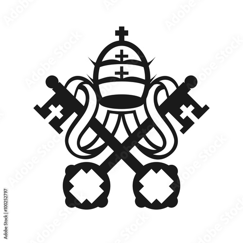 Coat of arms of Vatican City State symbol emblem flag, crossed keys and tiara vector icon photo
