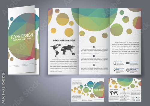 Template design three fold flyer, brochure