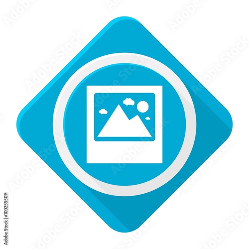 Blue icon photograph with long shadow
