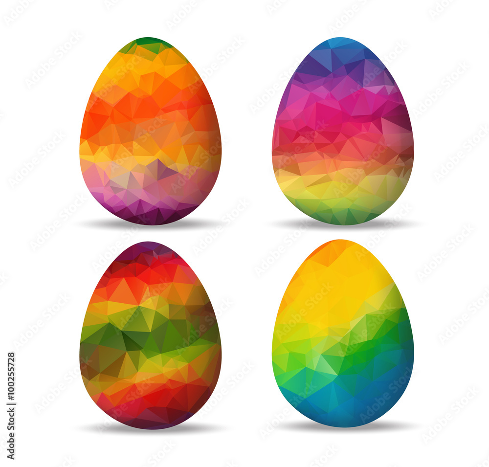 Set colorful geometrical Easter eggs and happy easter Set colorful geometrical Easter eggs and happy easter