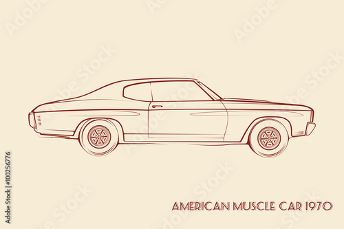 American muscle car silhouette 70s