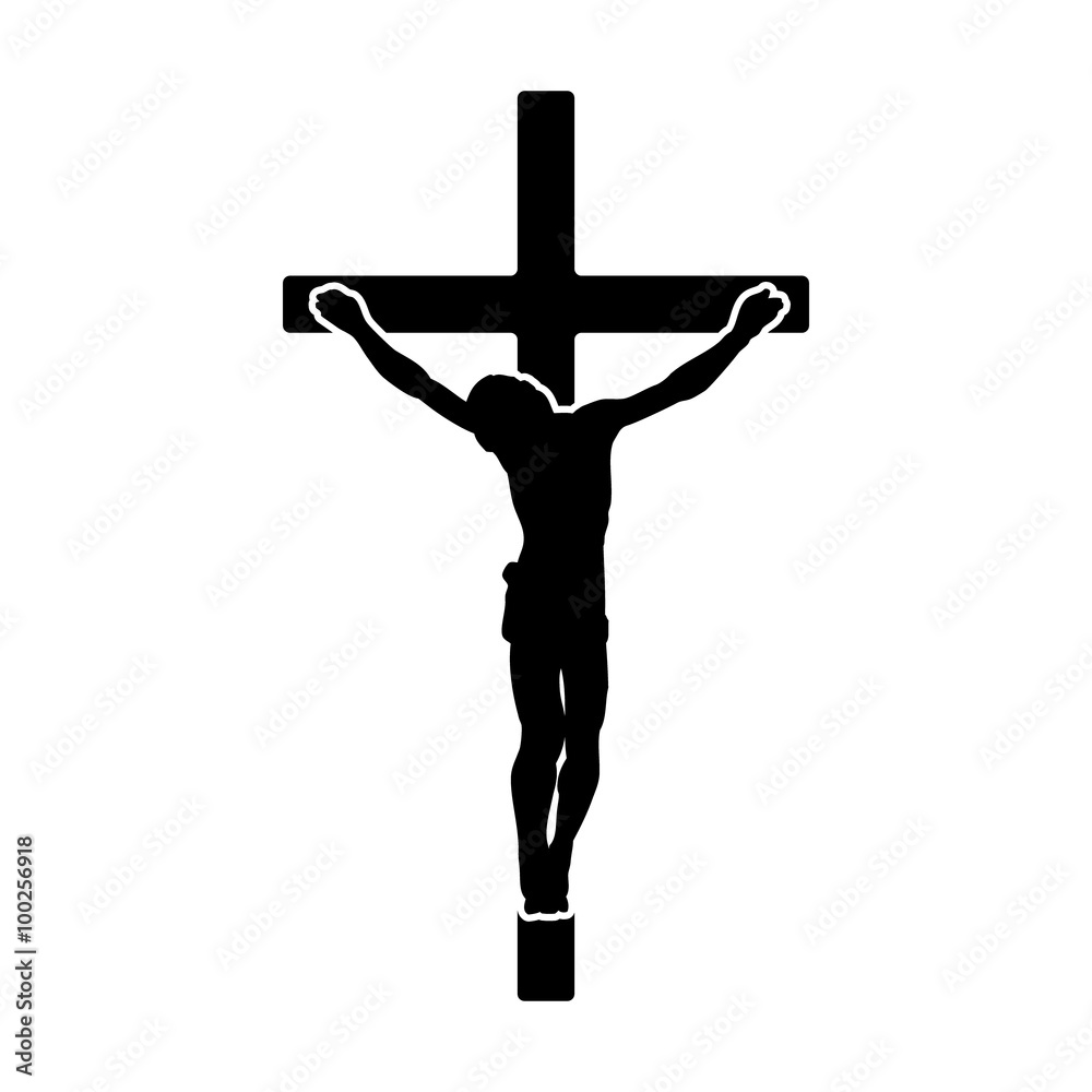 Crucifix / crucifixion of Jesus Christ flat icon for religious apps and ...