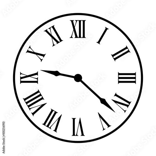 Old fashion vintage clock face line art icon for apps and websites