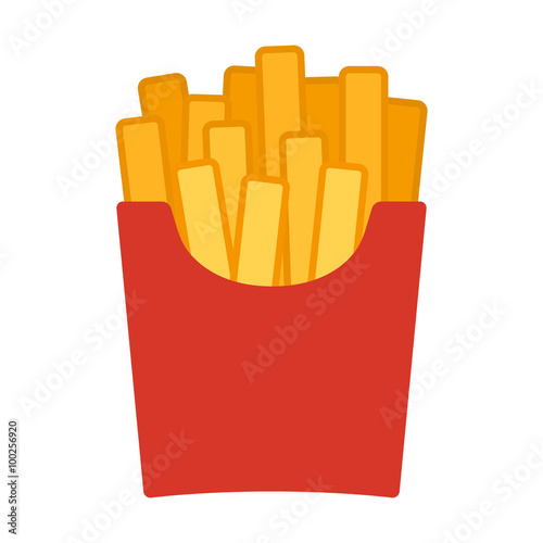 French potato fries flat color icon for food apps and websites
