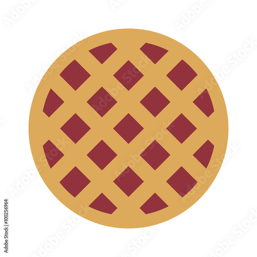 Lattice cherry / berry pie flat color icon for food apps and websites