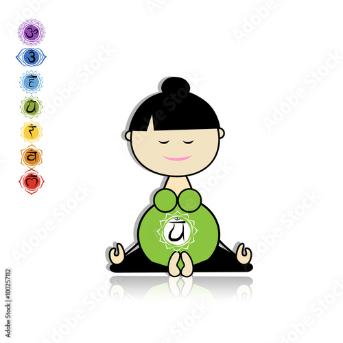 Pregnant yoga, woman in lotus pose for your design