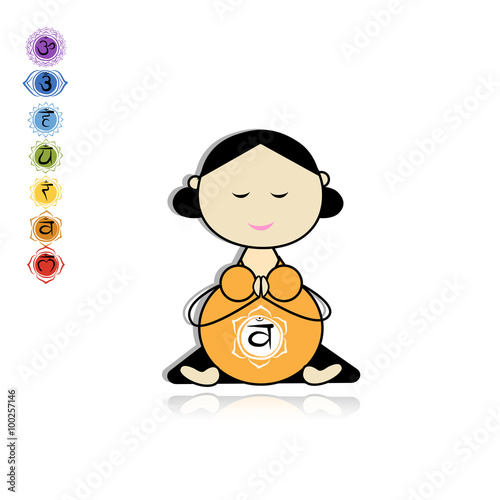 Pregnant yoga, woman in lotus pose for your design
