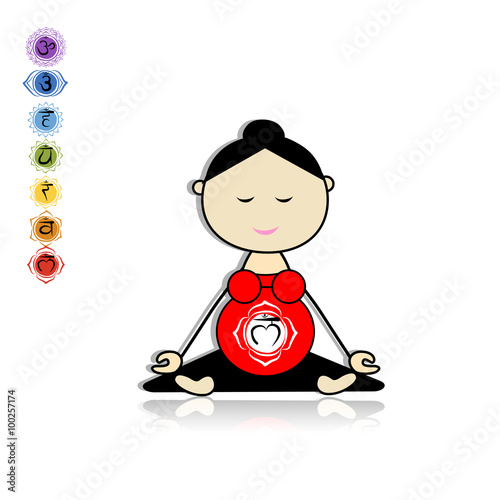 Pregnant yoga, woman in lotus pose for your design